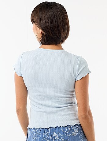 T-shirt stampata in maglia pointelle