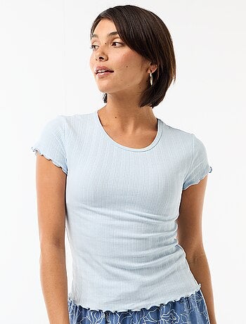 T-shirt stampata in maglia pointelle