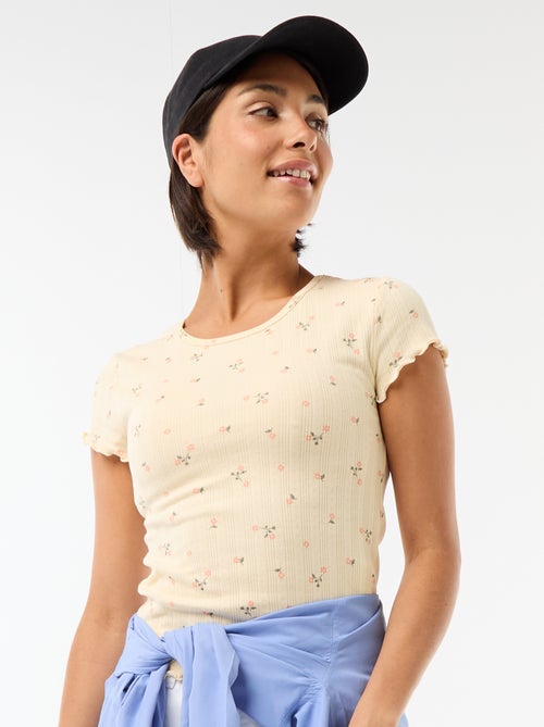 T-shirt stampata in maglia pointelle - Kiabi