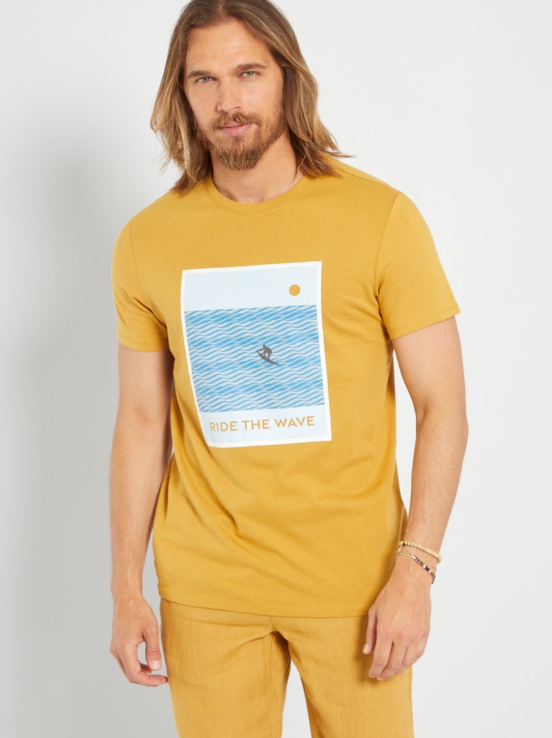 T-shirt stampata in puro cotone BEIGE - Kiabi