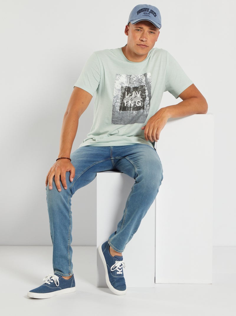 T-shirt stampata in puro cotone BLU - Kiabi