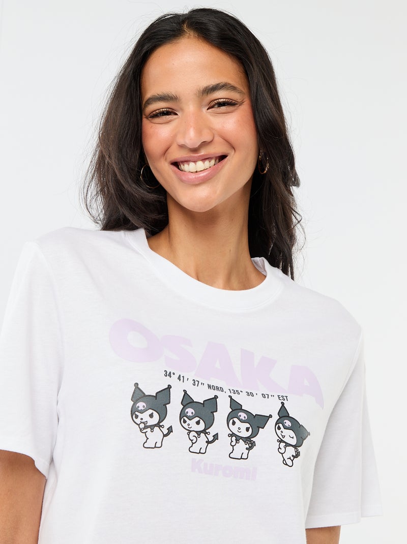 T-shirt stampata 'Kuromi' a maniche corte Bianco - Kiabi