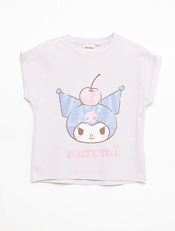 T-shirt stampata 'Kuromi' tinta unita in cotone