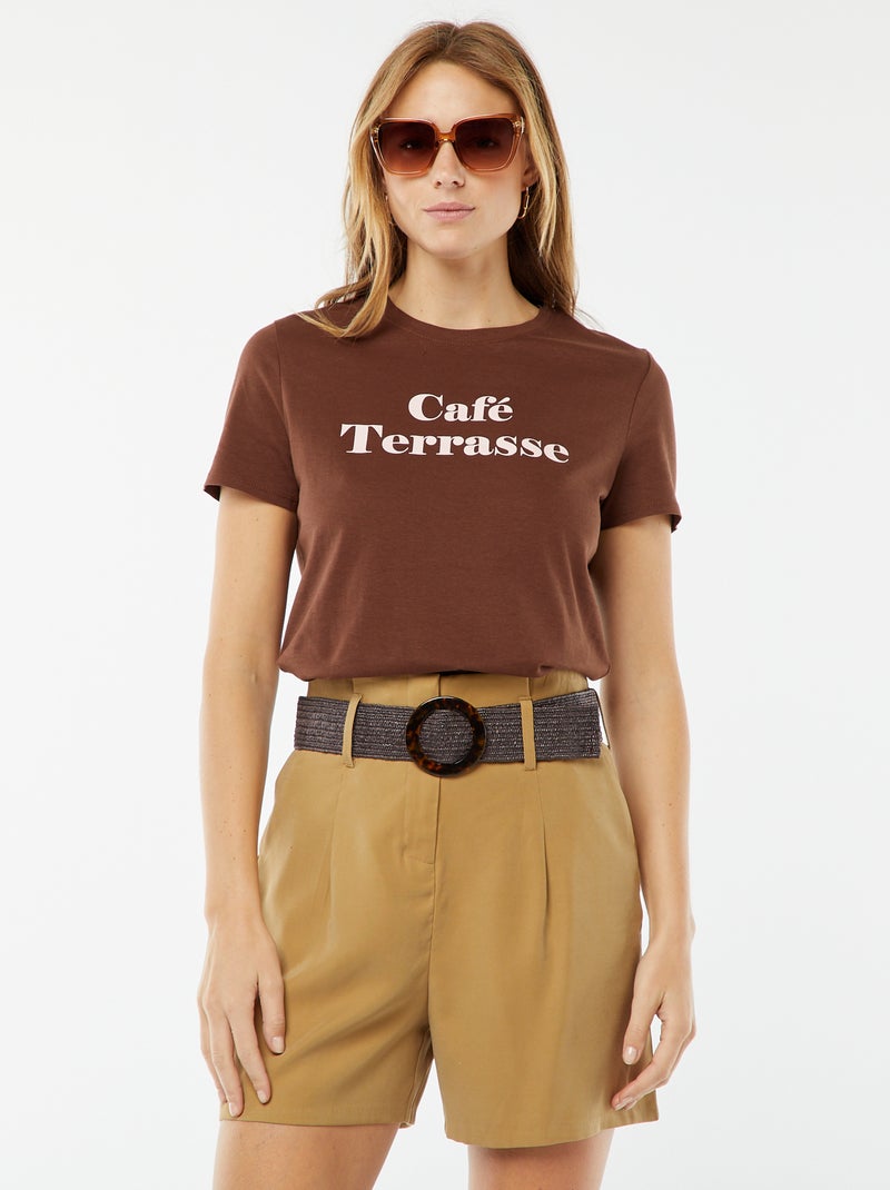 T-shirt stampata Marrone - Kiabi