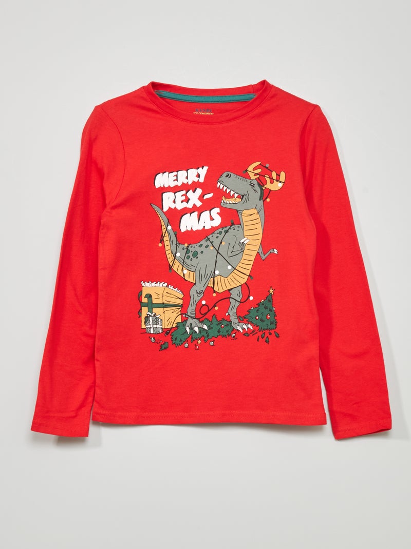 T-shirt stampata 'Merry Rex-Mas' ROSSO - Kiabi