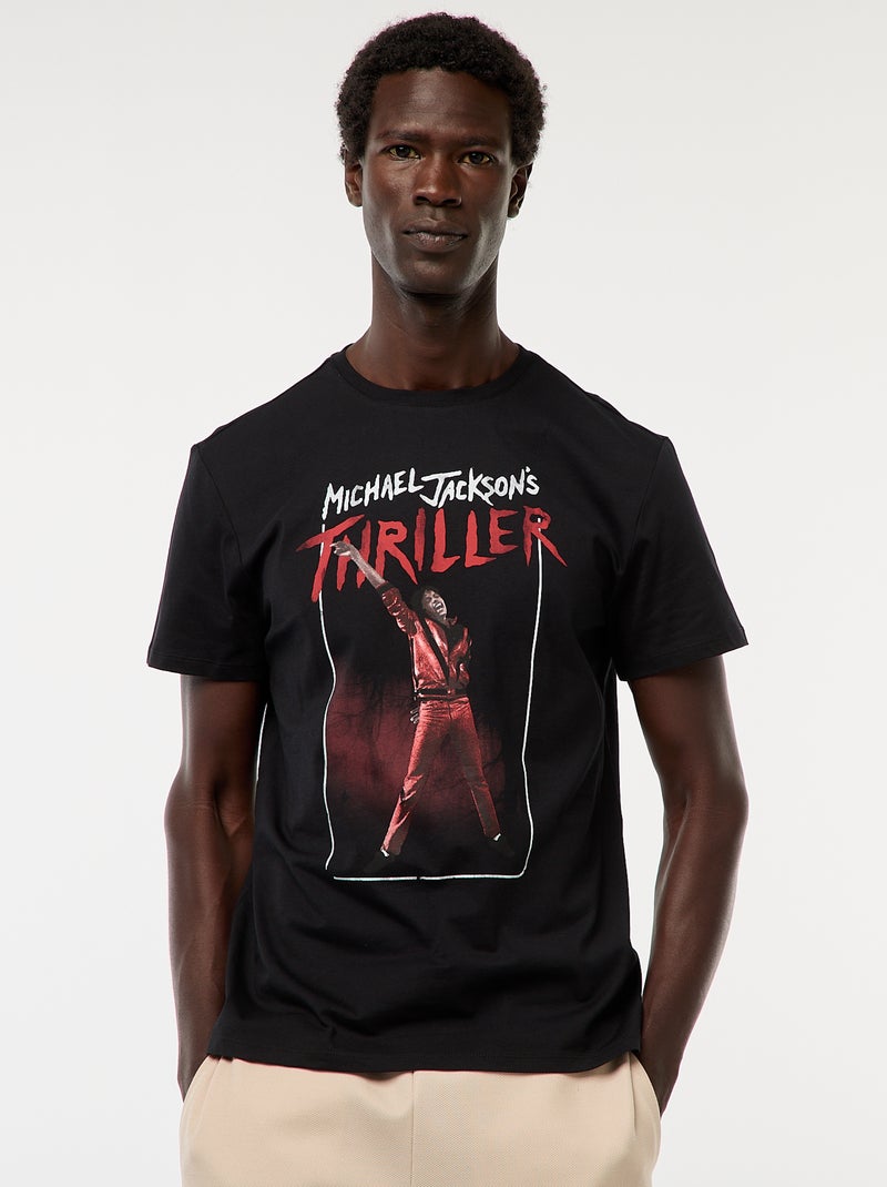 T-shirt stampata 'Michael Jackson' 'Thriller' a maniche corte Nero - Kiabi