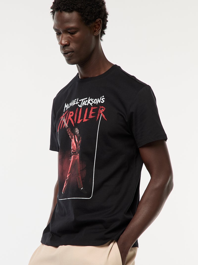 T-shirt stampata 'Michael Jackson' 'Thriller' a maniche corte Nero - Kiabi