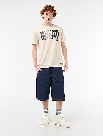 T-shirt stampata 'Naruto' in cotone tinta unita