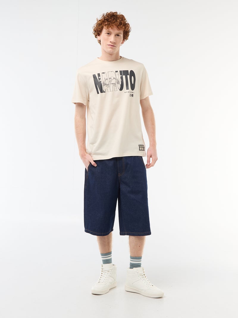 T-shirt stampata 'Naruto' in cotone tinta unita Beige - Kiabi