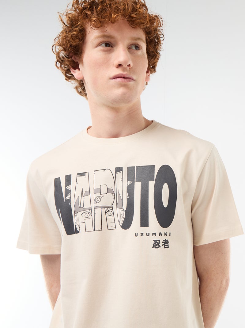 T-shirt stampata 'Naruto' in cotone tinta unita Beige - Kiabi