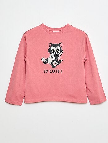 T-shirt stampata Natale 'Disney' 'Figaro' in jersey di cotone