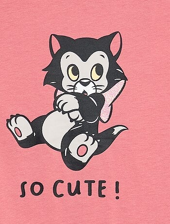 T-shirt stampata Natale 'Disney' 'Figaro' in jersey di cotone