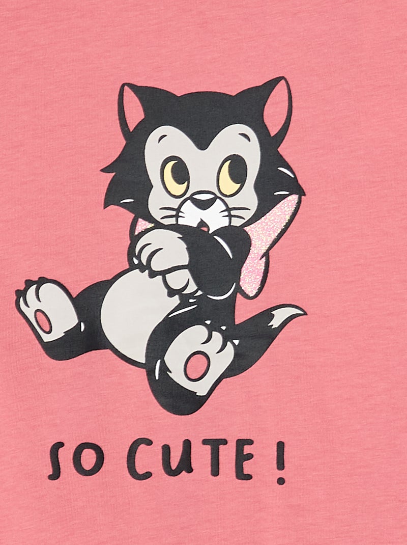 T-shirt stampata Natale 'Disney' 'Figaro' in jersey di cotone Rosa - Kiabi