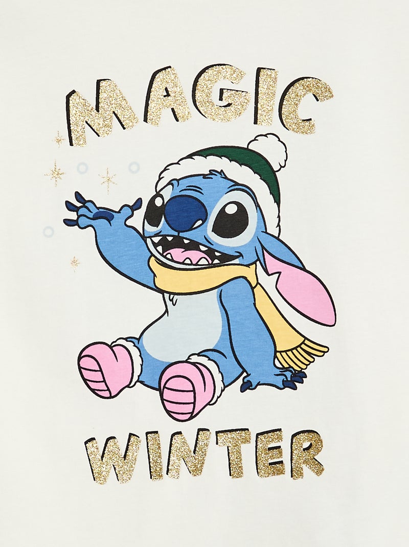 T-shirt stampata Natale 'Disney' 'Stitch' in jersey di cotone Bianco - Kiabi