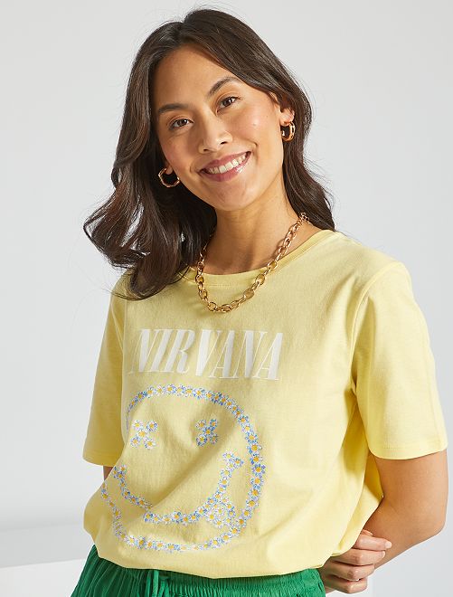 T-shirt stampata 'Nirvana' - GIALLO - Kiabi - 10.00€