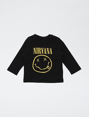 T-shirt stampata 'Nirvana' in cotone tinta unita