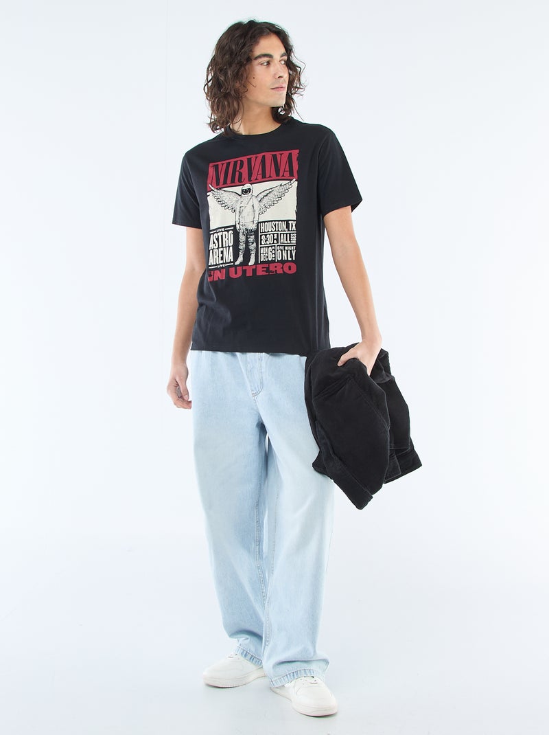 T-shirt stampata 'Nirvana' Nero - Kiabi