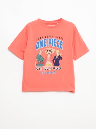 T-shirt stampata 'One piece' maniche corte in cotone