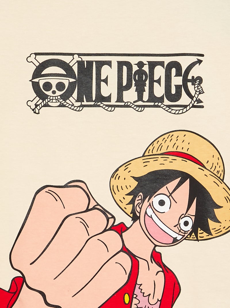T-shirt stampata 'One piece' maniche corte in cotone Beige - Kiabi