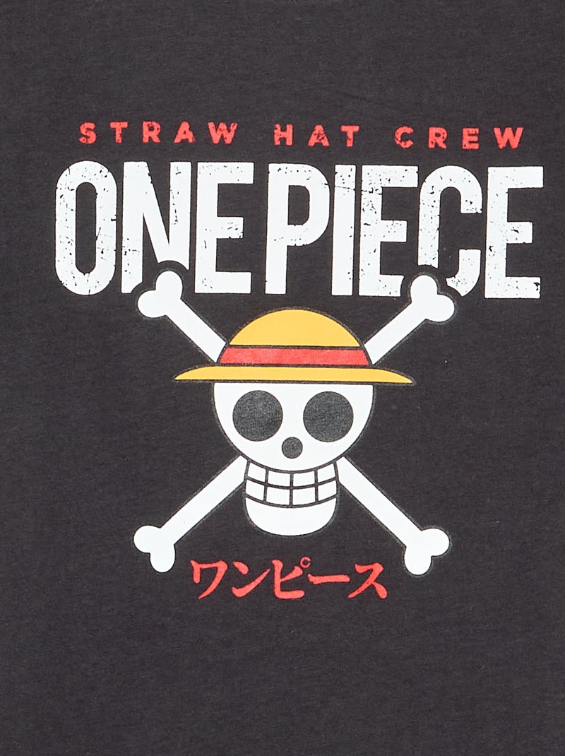 T-shirt stampata 'One piece' maniche corte in cotone Nero - Kiabi