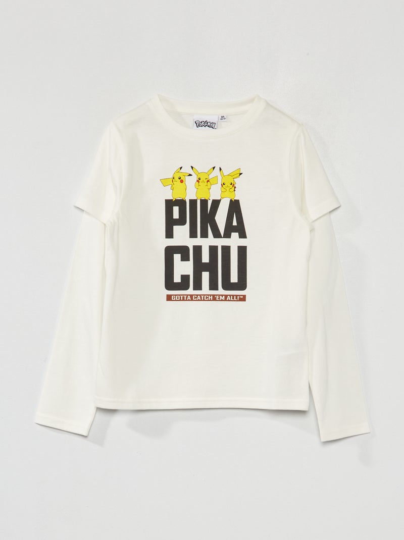 T-shirt stampata 'Pikachu' a maniche lunghe BIANCO - Kiabi