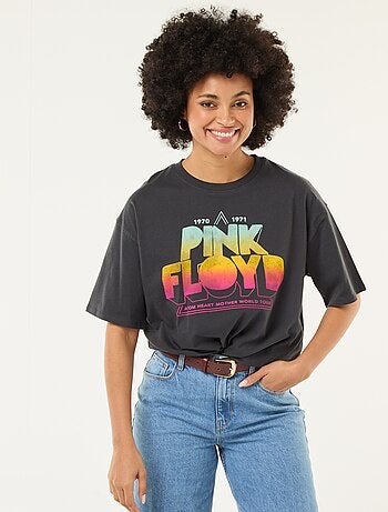 T-shirt stampata 'Pink Floyd' tinta unita
