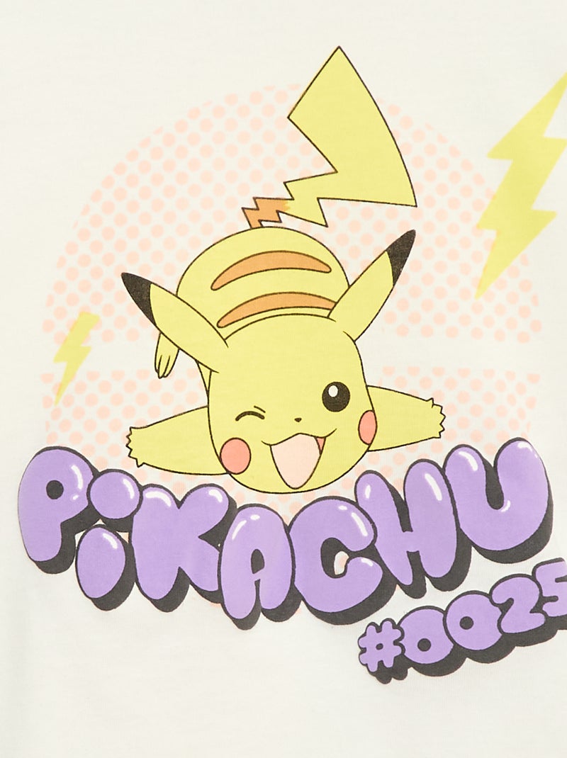 T-shirt stampata 'Pokémon' 'Pikachu' tinta unita Bianco - Kiabi