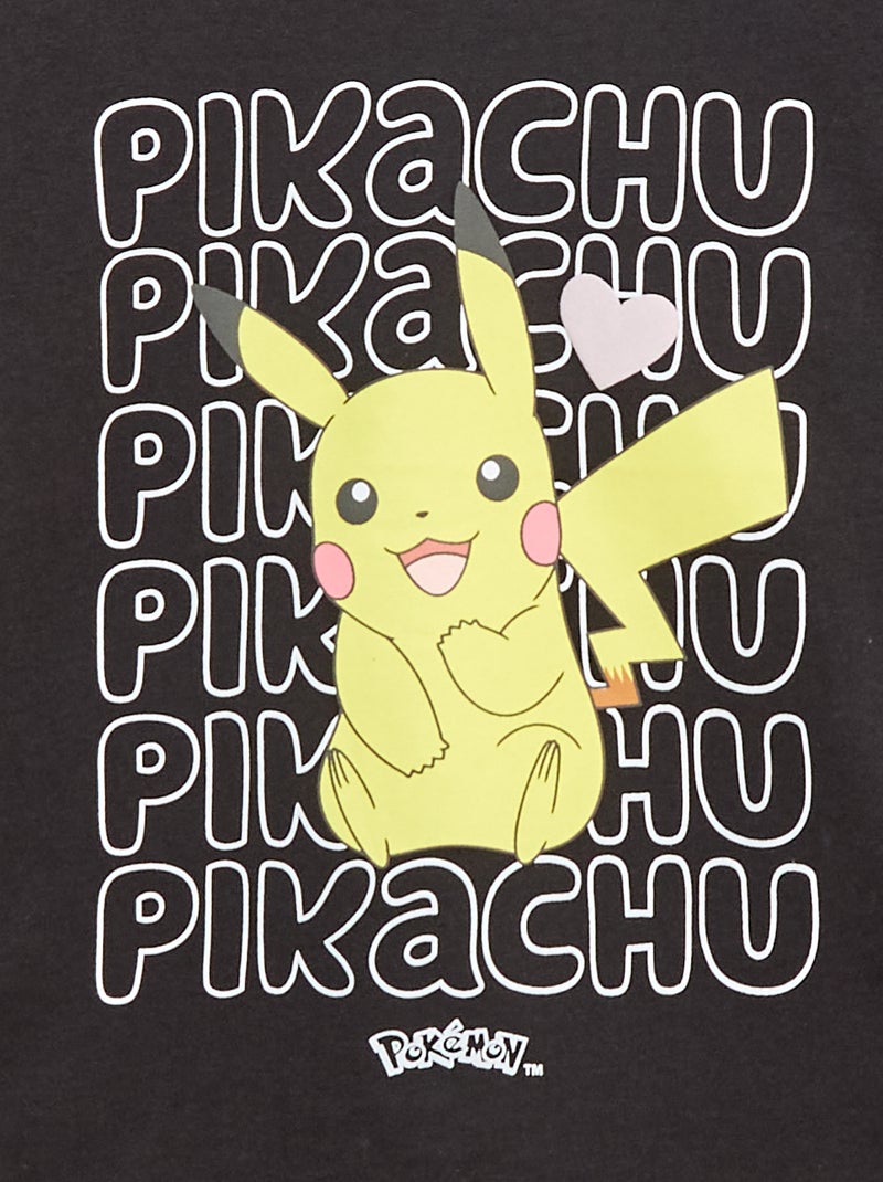 T-shirt stampata 'Pokémon' 'Pikachu' tinta unita Nero - Kiabi