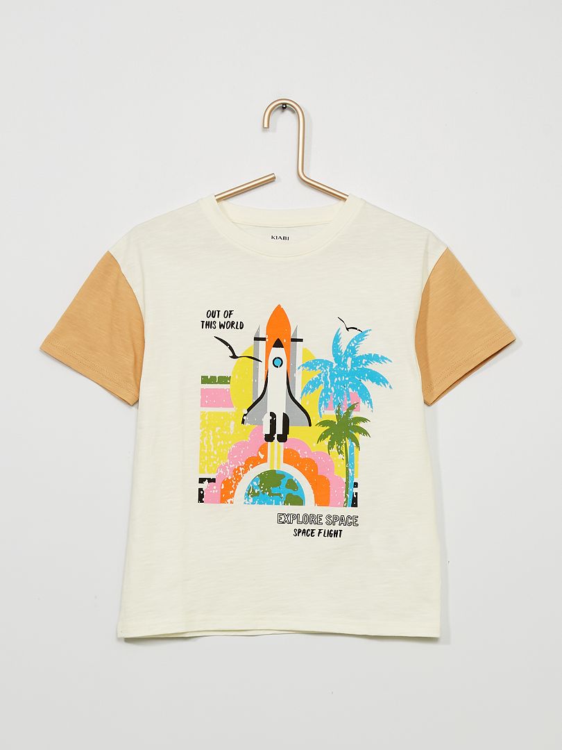 T-shirt stampata 'razzo' BEIGE - Kiabi