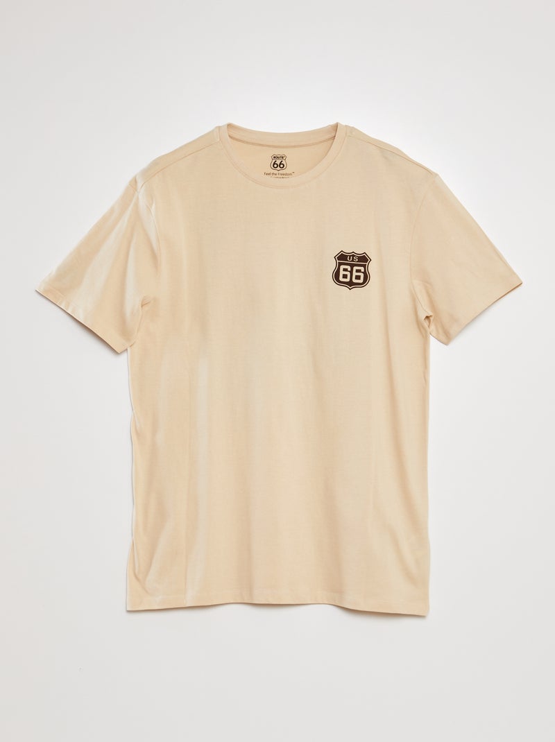 T-shirt stampata 'Route 66' beige - Kiabi