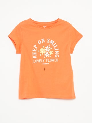T-shirt stampata scollo tondo a maniche corte