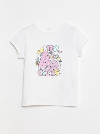T-shirt stampata scollo tondo a maniche corte
