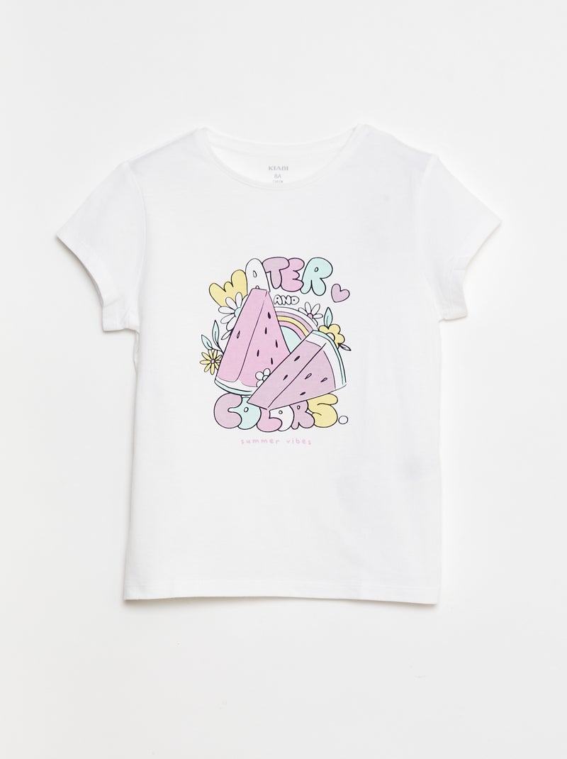 T-shirt stampata scollo tondo a maniche corte Bianco - Kiabi