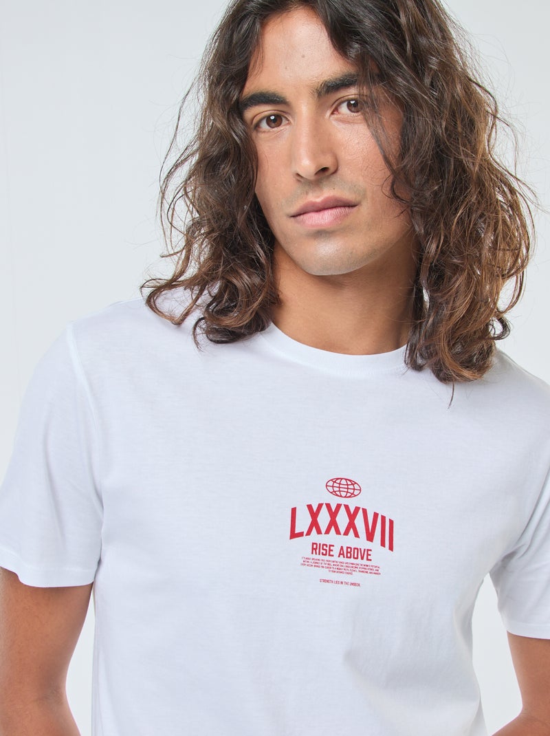 T-shirt stampata scollo tondo a maniche corte Bianco - Kiabi