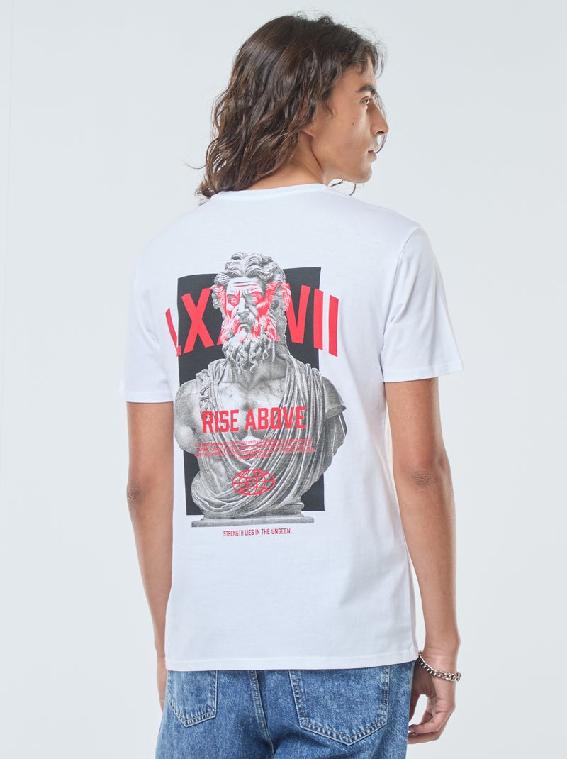 T-shirt stampata scollo tondo a maniche corte Bianco - Kiabi