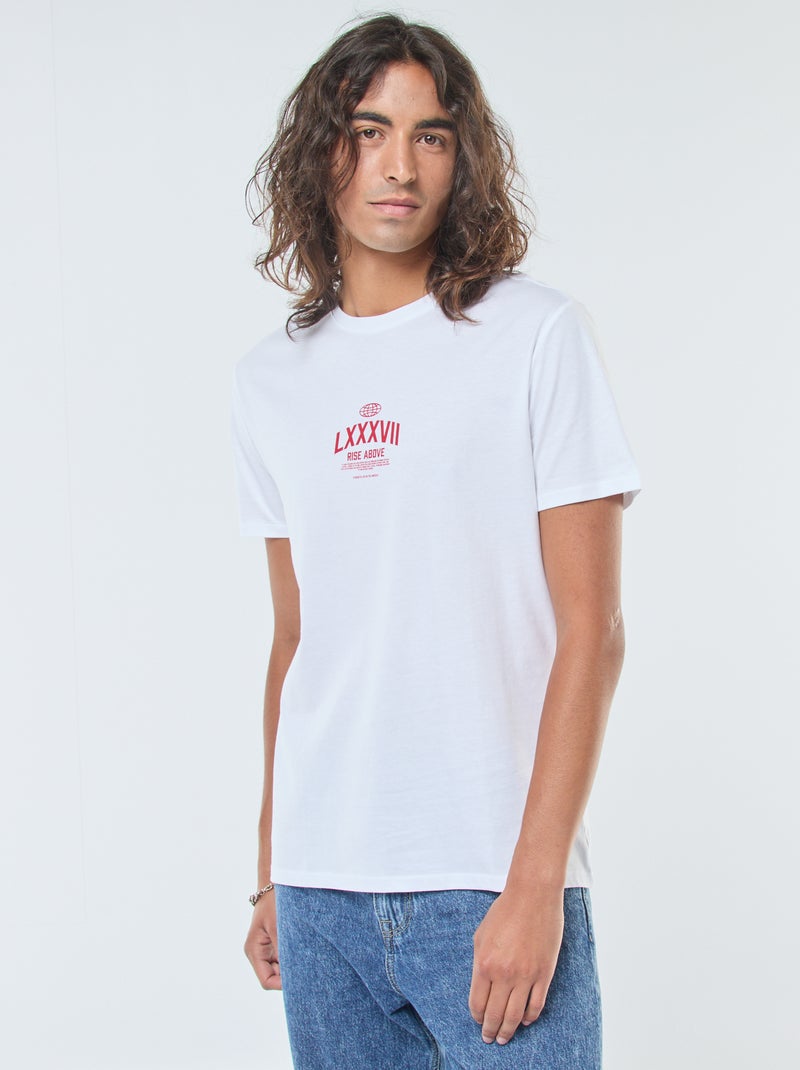 T-shirt stampata scollo tondo a maniche corte Bianco - Kiabi