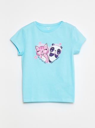 T-shirt stampata scollo tondo a maniche corte