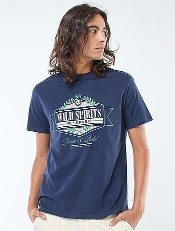 T-shirt stampata scollo tondo a maniche corte