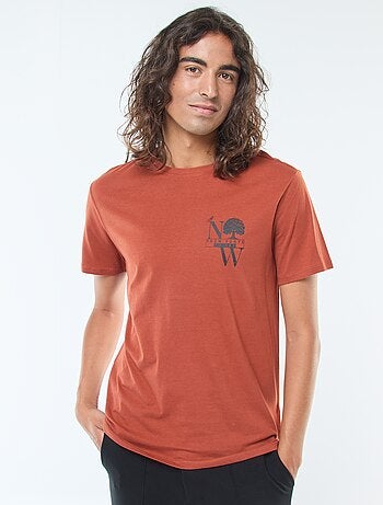 T-shirt stampata scollo tondo a maniche corte