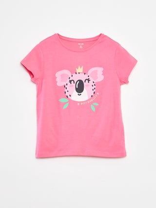 T-shirt stampata scollo tondo a maniche corte