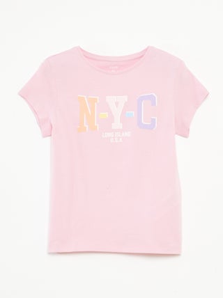 T-shirt stampata scollo tondo a maniche corte