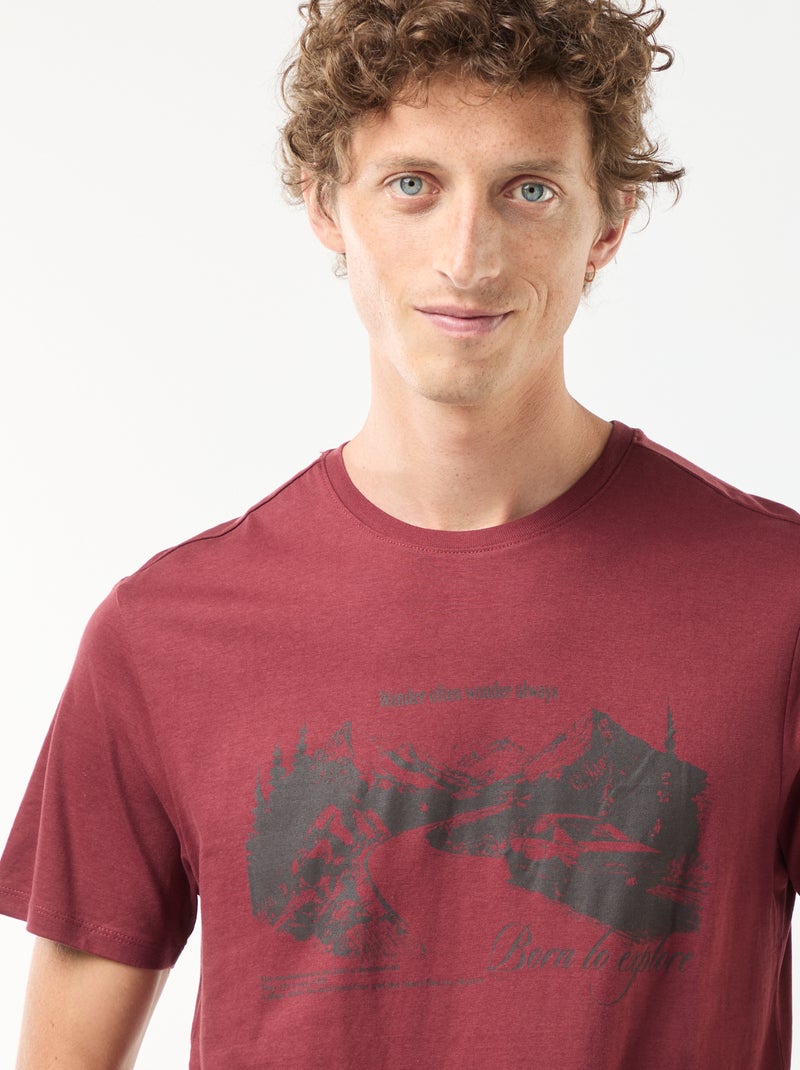 T-shirt stampata scollo tondo a maniche corte Rosso - Kiabi