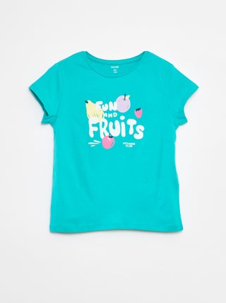 T-shirt stampata scollo tondo a maniche corte