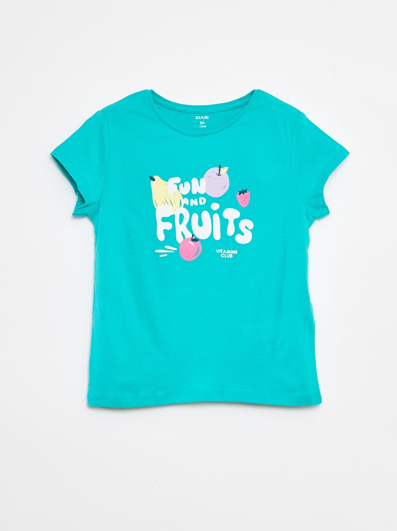 T-shirt stampata scollo tondo a maniche corte Verde - Kiabi
