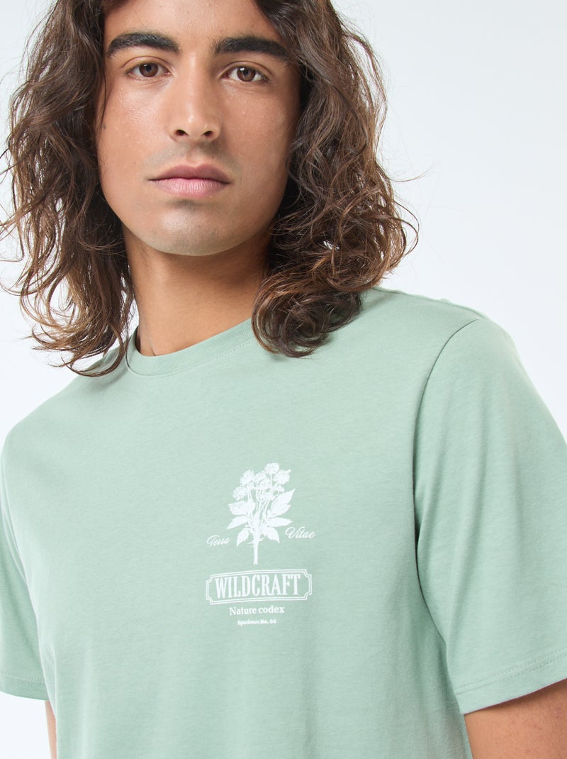 T-shirt stampata scollo tondo a maniche corte Verde - Kiabi