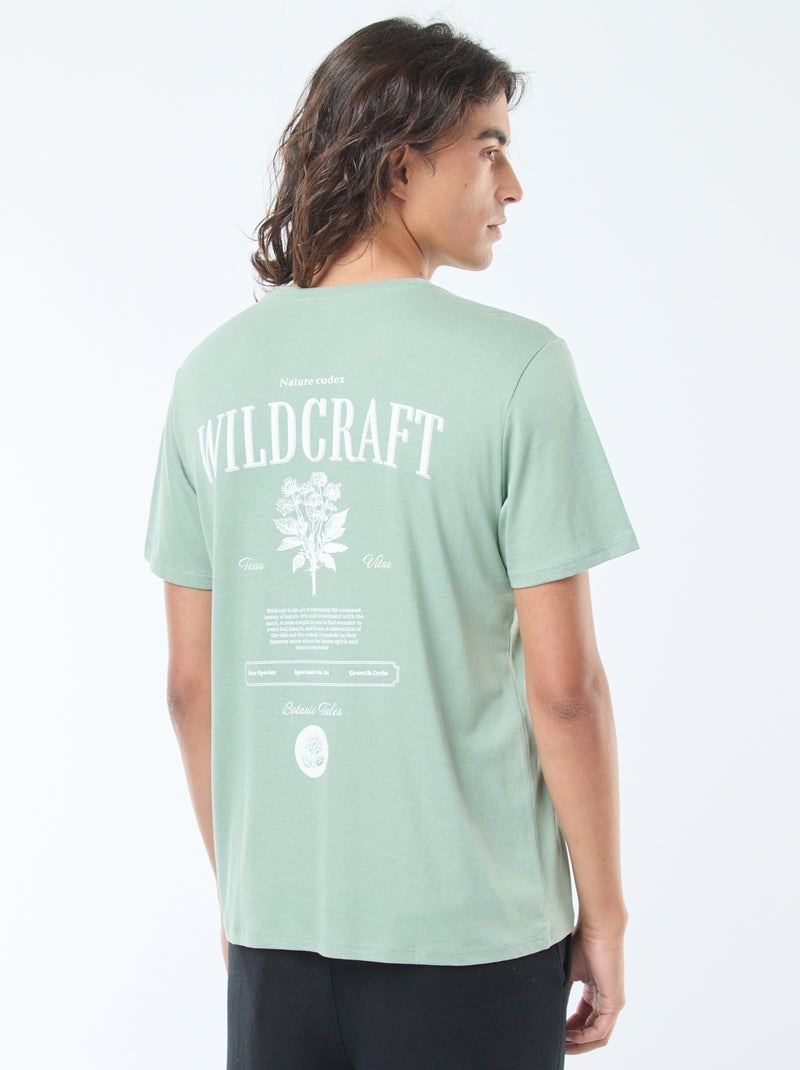 T-shirt stampata scollo tondo a maniche corte Verde - Kiabi