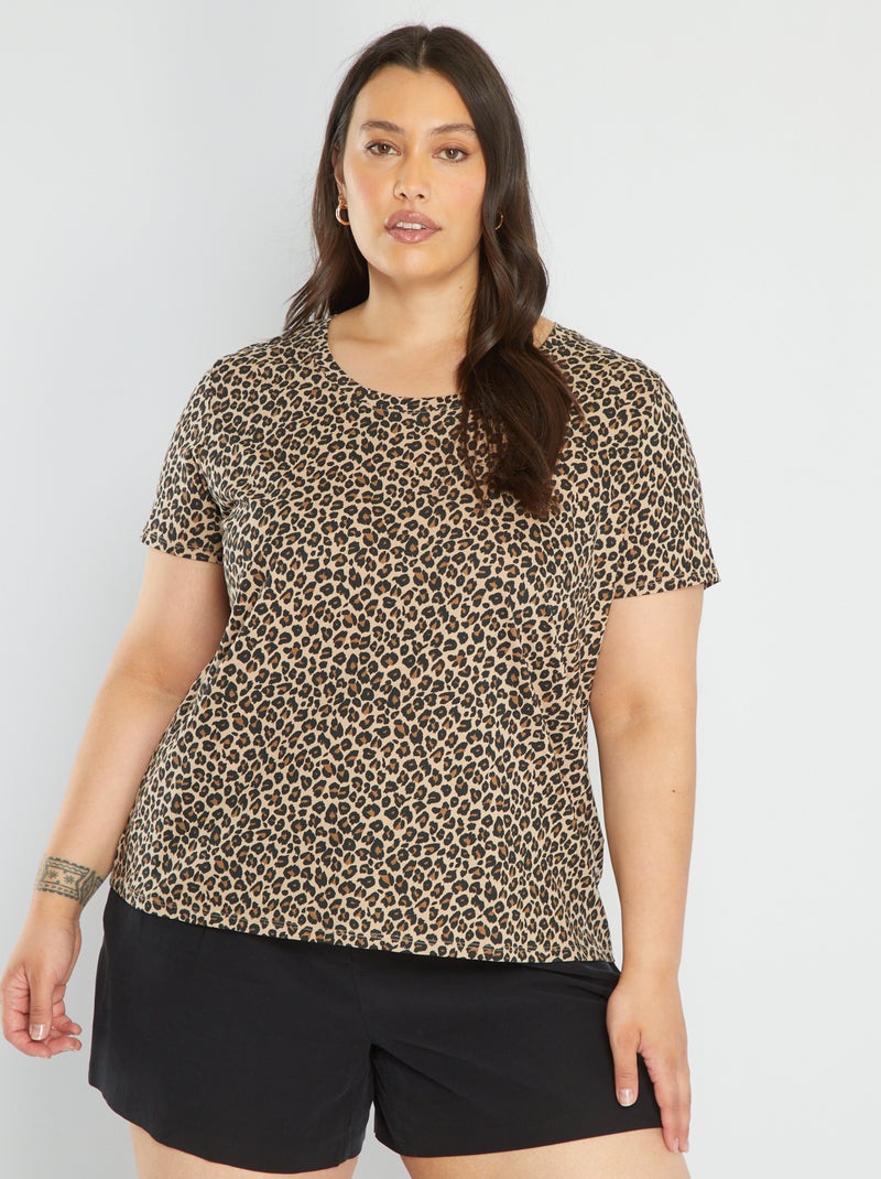 T-shirt stampata scollo tondo BEIGE - Kiabi