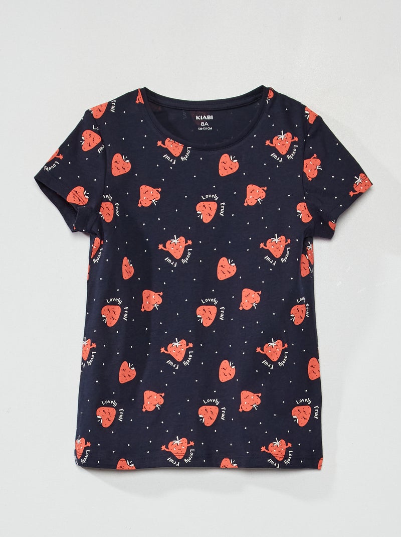 T-shirt stampata scollo tondo BLU - Kiabi