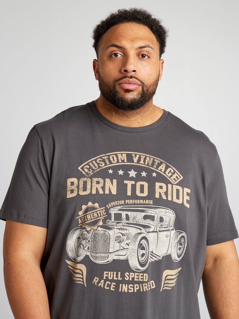 T-shirt stampata stile biker GRIGIO - Kiabi