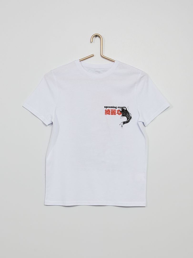 T-shirt stampata stile giapponese Bianco - Kiabi